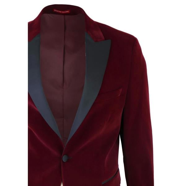 TruClothing Mens Burgundy Velvet Dinner Tuxedo Suit Jacket Blazer