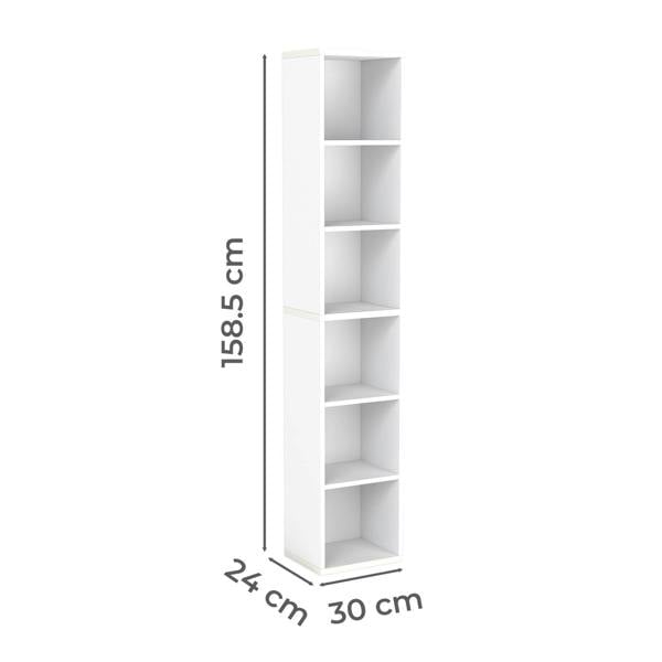 Levede Bookcases Book Shelf Shelving Storage Unit Slim Wood Office Home White