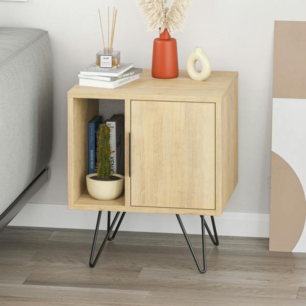 Decortie Glynn Modern Bedside Table with Metal Hairpin Legs Bedroom Nightstand with Storage 50.2cm
