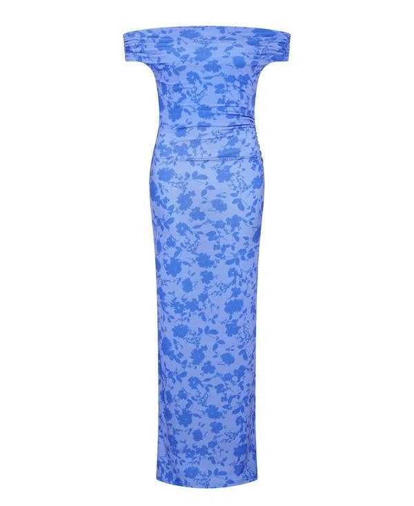 Blue Floral Asymmetric Dress
