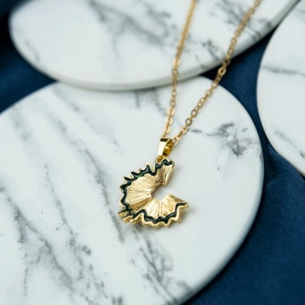 The Colourful Aura Orange Pencil Peel Shavings Minimalist Teacher School Pendant Necklace