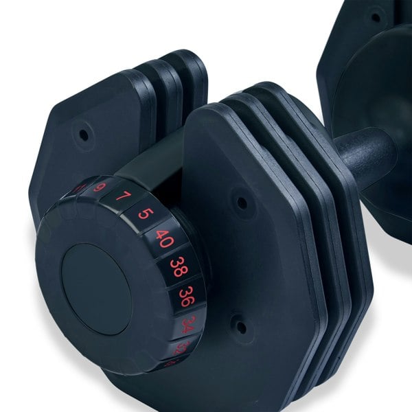 Strongology Home Fitness Single Adjustable Smart Dumbbell from 5kg to 40kg Training Weights in Black