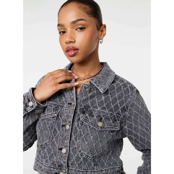 Pink Vanilla Textured Denim Jacket