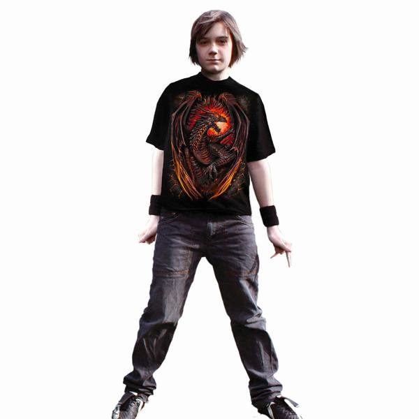 Spiral Direct DRAGON FURNACE - Kids T-Shirt Black
