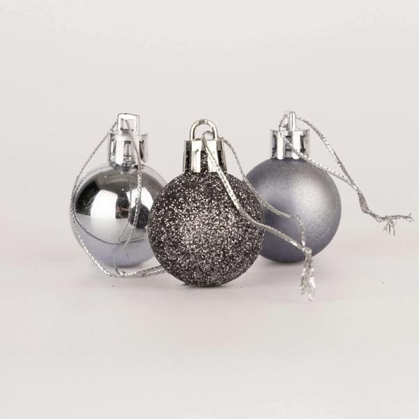 30mm Dark Grey Shatterproof Christmas Baubles in 12 or 24 Pack Sizes image 1