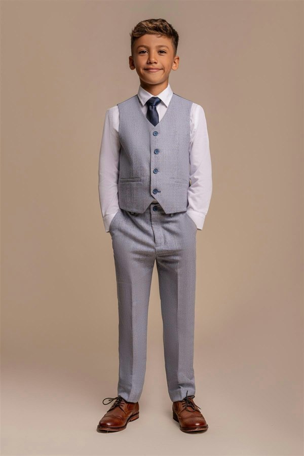 House of Cavani Boys Caridi Sky Three Piece Suit