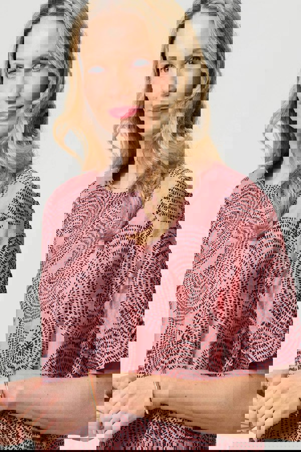 Pink | Abstract 1/2 Sleeve Relaxed Top
