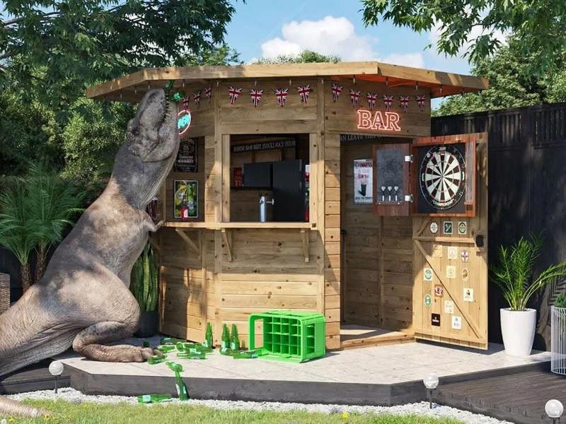Dunster House Outdoor Bar Shed 2.4m x 2.4m Pressure Treated The Corner Hangover Garden Bar III
