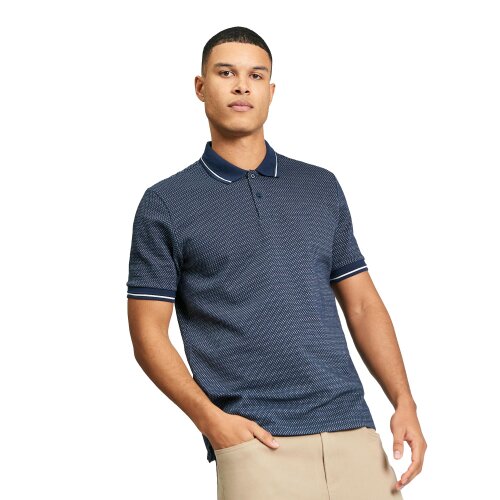 Ben Sherman Mens Jacquard Polo Shirt - Dark Navy