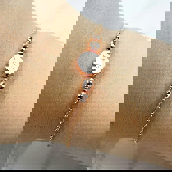 Personalised Memento Company Personalised Rose Gold Tone Initials Disc Bracelet