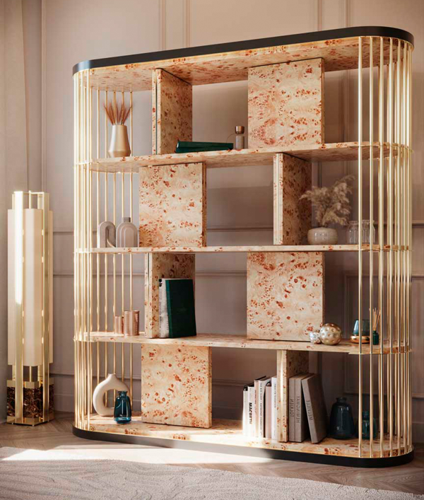 Castro Lighting Antonella Sleek Gold & Brass Decorative Bookshelf