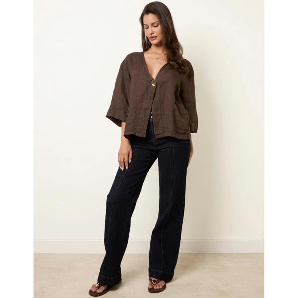Blue Vanilla One Button Linen Blazer