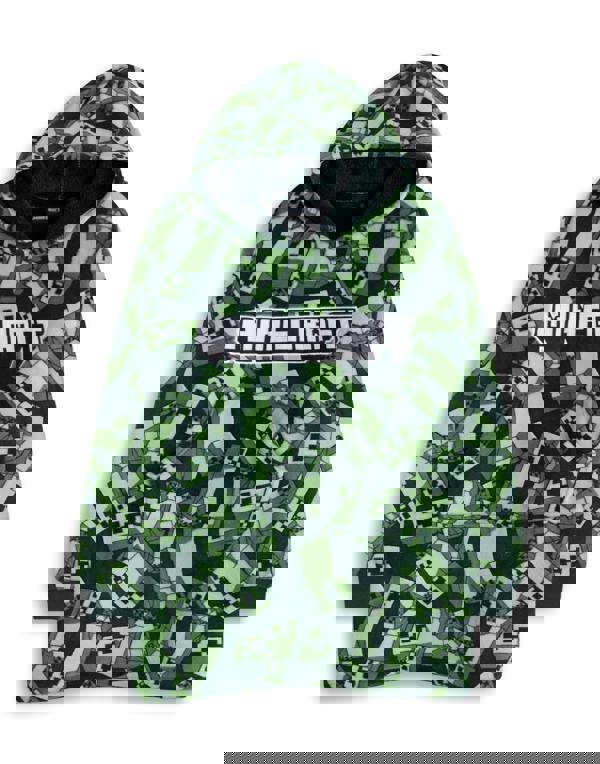 Minecraft Boys Green Creeper Blanket Hoodie (One Size)