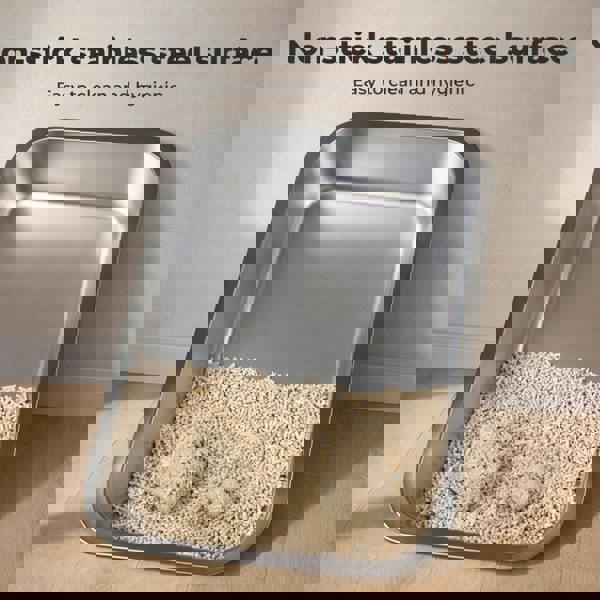 Skylos Stainless Steel Cats Litter Box Hooded High Enclosed Large Kitty Toilet