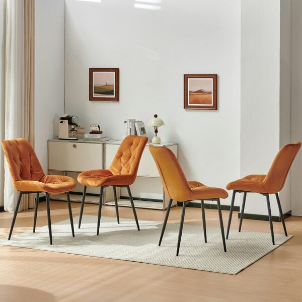 SONARA Modern Set of 4 Velvet Dining Chairs with Ergonomic Upholstered Seat