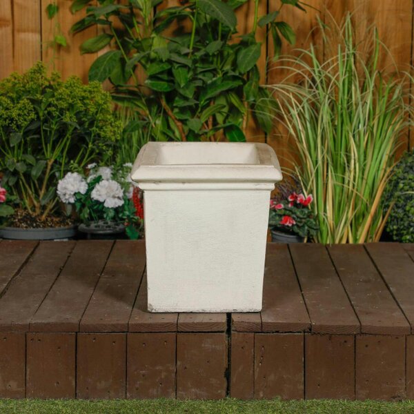 PDA Minimalist Stone Cast White Planter