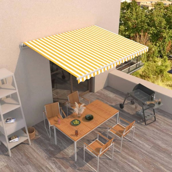 Berkfield Manual Retractable Awning 400x350 cm Yellow and White