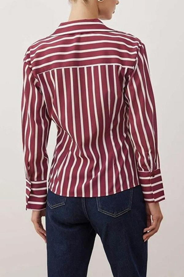 WOVCOR Striped Pleated Detail Shirt