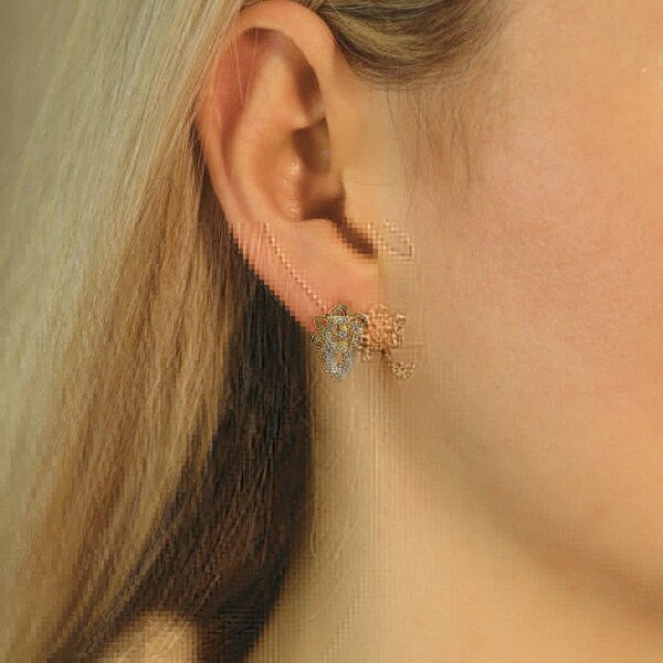 The Colourful Aura Indian Nazaria Silver Floral Zircon Mangalsutra Black Beads Earring and Pendant Necklace