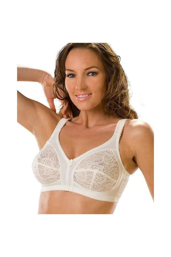Womens Ivory Non Wired Floral Lace Bra