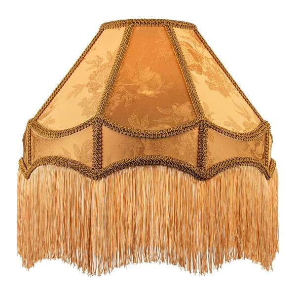 Gold Faux Silk Large Victorian Lamp Shade with Textured Floral Decor Image 1