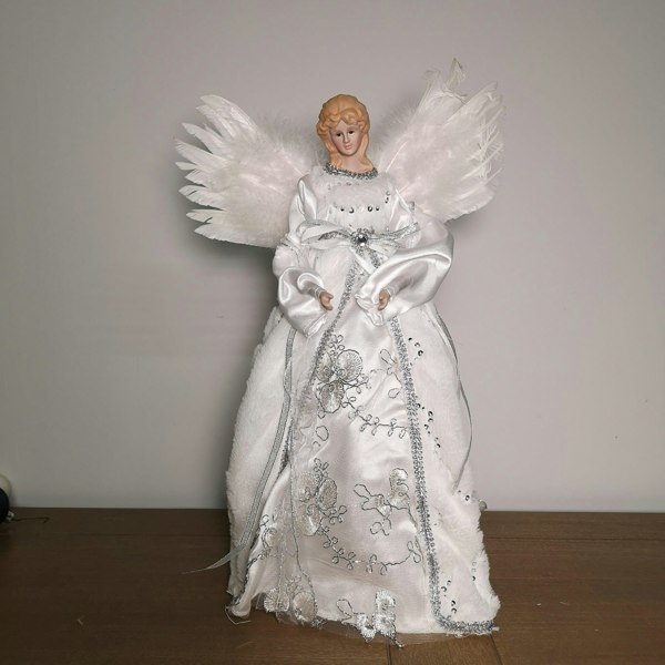 Samuel Alexander 40cm Premier Deluxe Christmas Angel Tree Topper Decoration in Silver & White