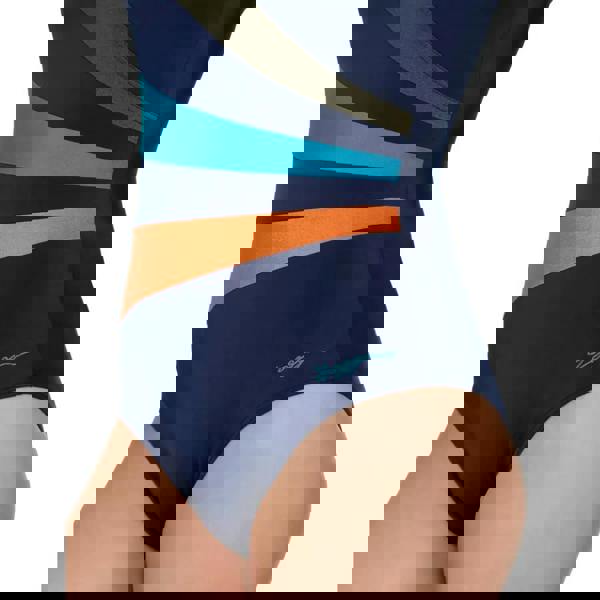 Zoggs Mandira Wrap Panel Classicback Swimsuit - Navy/Multi