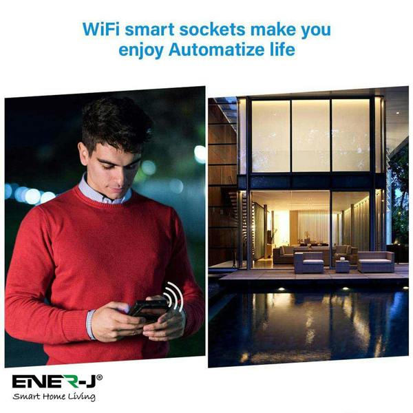 ENER-J 1600W WiFi Smart EU Plug with Energy Monitor, Smart Socket, App & Voice Control, Alexa & Google Home Compatible