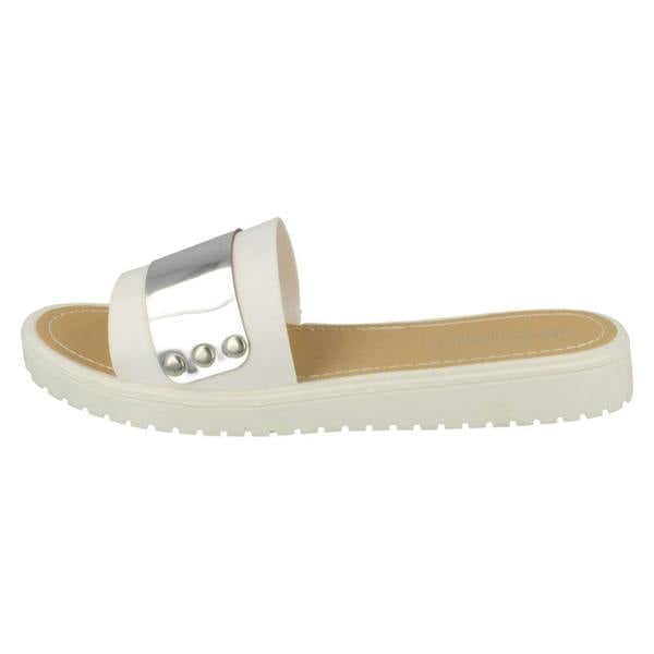 Savannah Ladies Savannah Flat Metal Detail Mules
