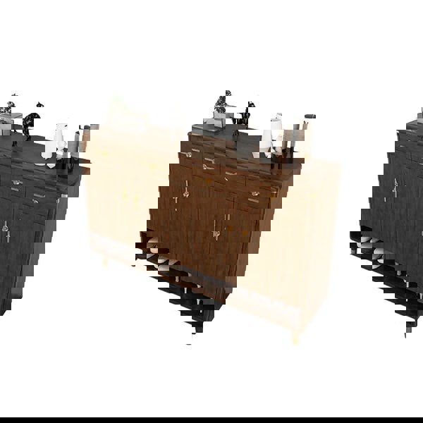 Detail view of Piper Shoe Storage, Wood with stackable storage for shoes