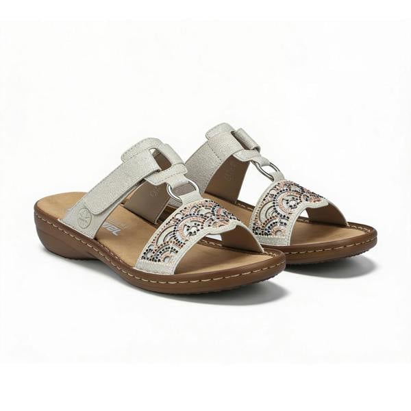 Rieker Rieker 608K2-40 Womens Ankle Strap Sandals Silver