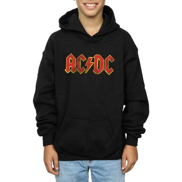 AC/DC Boys Distressed Logo Hoodie - Black