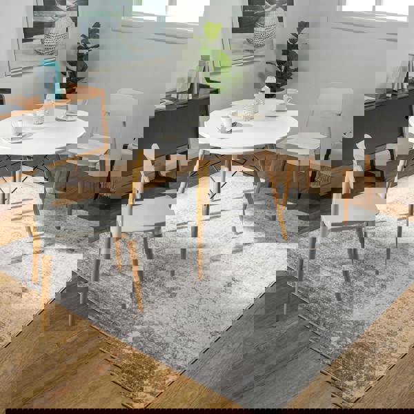 Livabliss Wanderlust-Abstract Grey Ivory Blue Modern Marble Rug