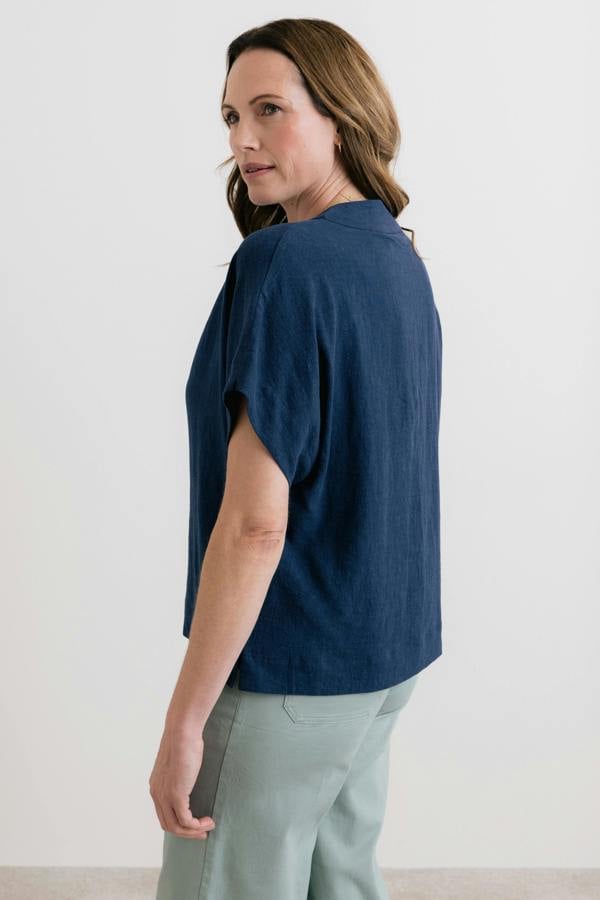 Lily & Me Orchard Linen Blend Shell Top Navy