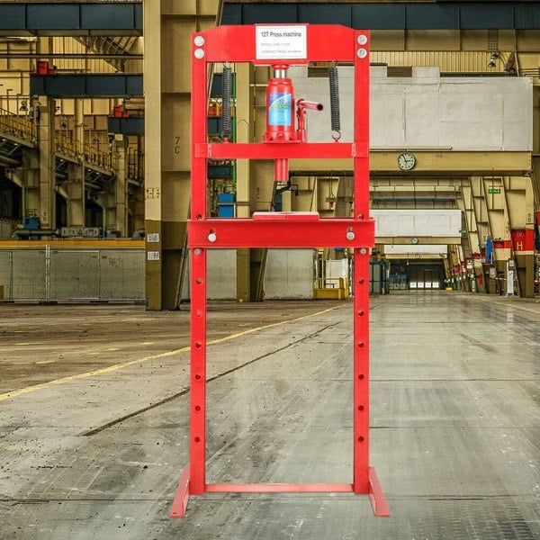 Workshop Press Floor Standing Hydraulic H-Frame Workshop Presses Living and Home 20 Ton Red
