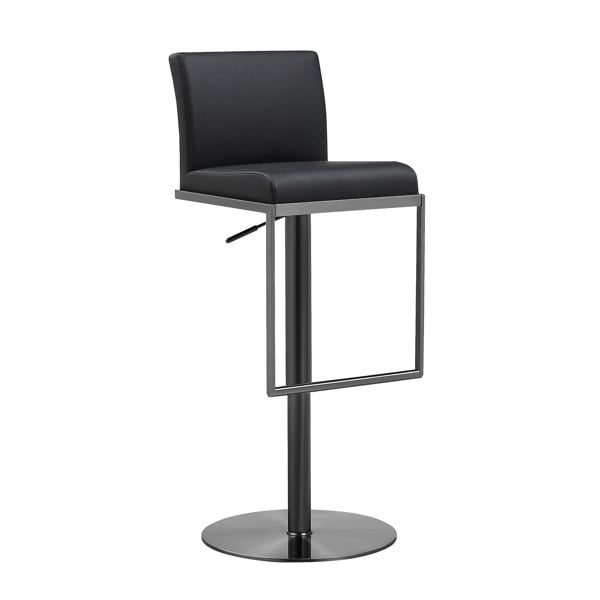 Furniture Edit Amalfi Black Performance Vegan Leather on Black Bar Stool