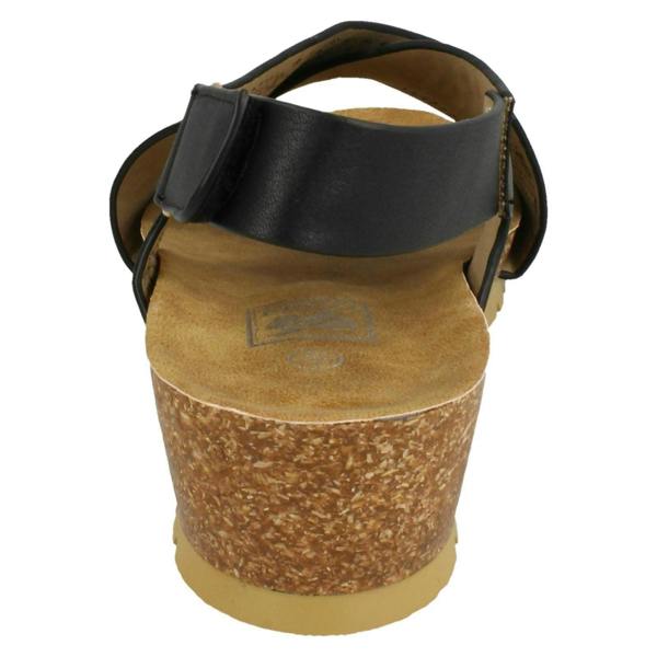 Down to Earth Ladies Down To Earth Mid Wedge X Strap Sandals