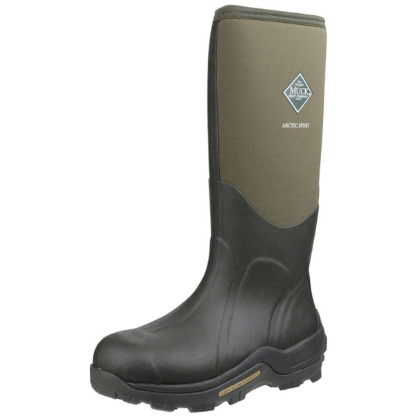 Muck Boots Arctic Sport Pull On Unisex Wellington Boots in Moss Green