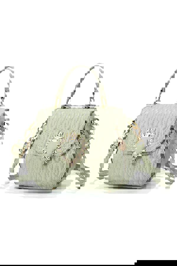 Pluspup Heart Accent Quilted Crossbody Bag with Top Handle