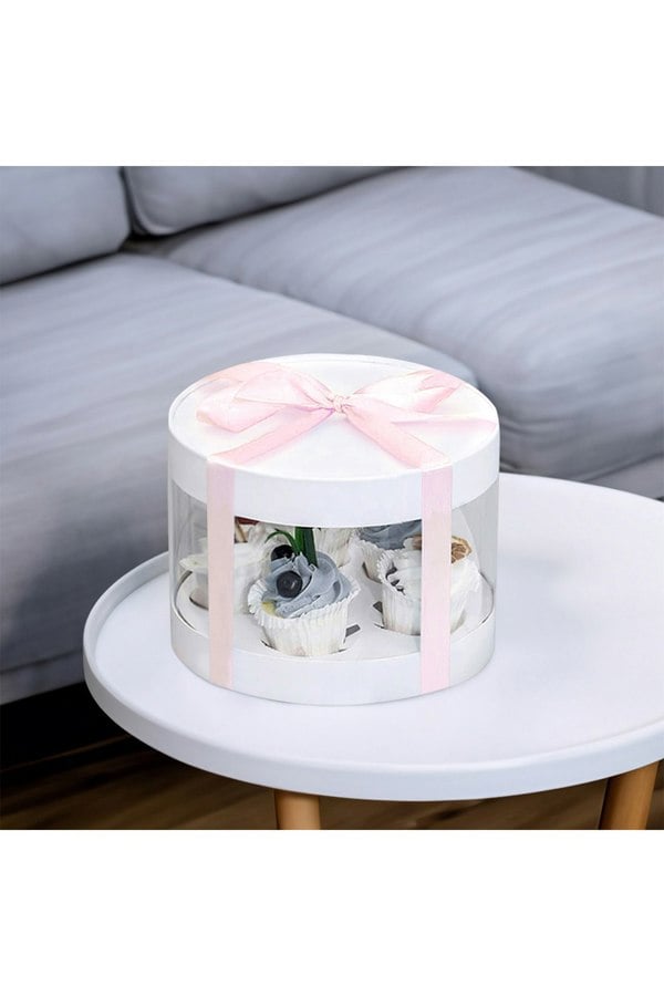 Living and Home 8-Inch Single Layer Transparent Ribbon Packaging Box