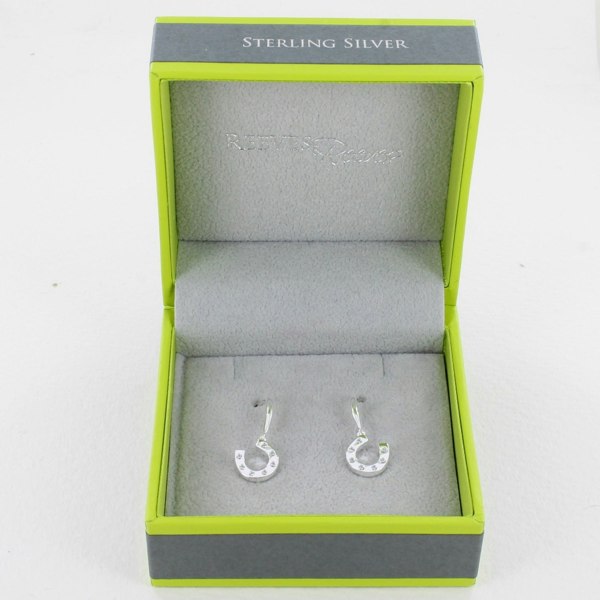 Sterling Silver Horseshoe and Pavé Earrings - Reeves & Reeves