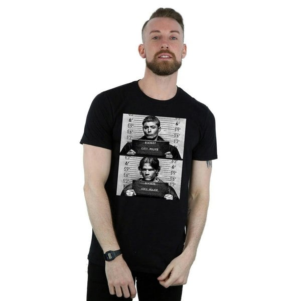 Supernatural Mens Winchester Mugshot Cotton T-Shirt - Black