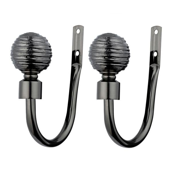 A.Unique Home Pair of Etched Ball Metal Holdbacks (Pair of Holdbacks) - Black Nickel