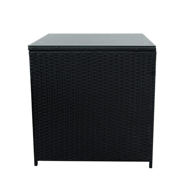 Monstershop 11 Seater Rattan Furniture Set With Firepit – Black