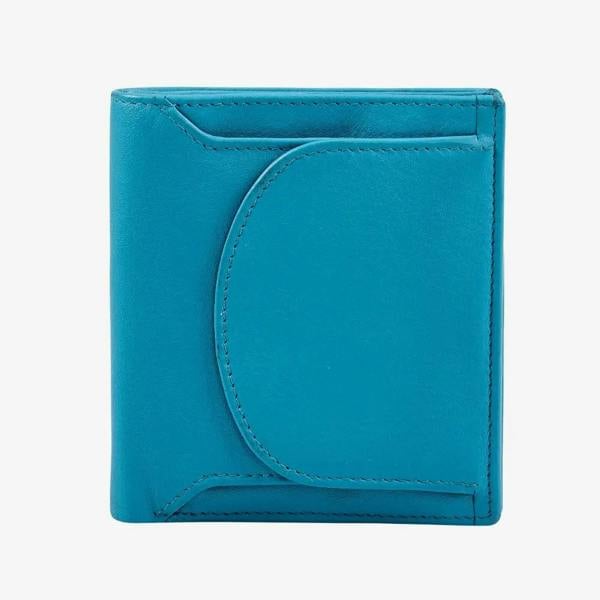 Miami leather coin tray purse in turquoise real leather