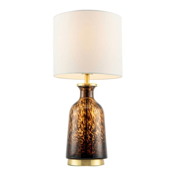 Modern Amber and Black Snowflake Speckle Glass Table Lamp with Shade Image 3