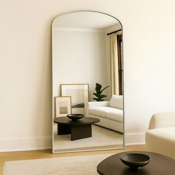 Exclusive Mirrors Modern Silver Metal Arch Full Length Mirror 200cm x 100cm