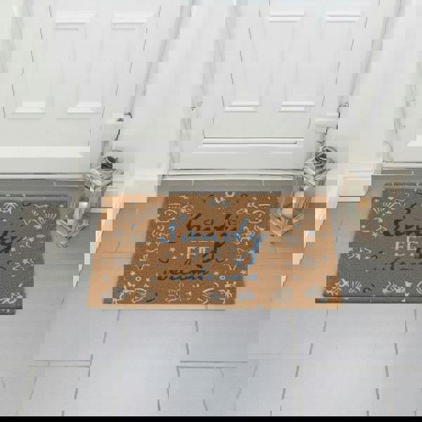 Kingsbury Gifts Coastal Sandy Feet Welcome Natural Coir Doormat