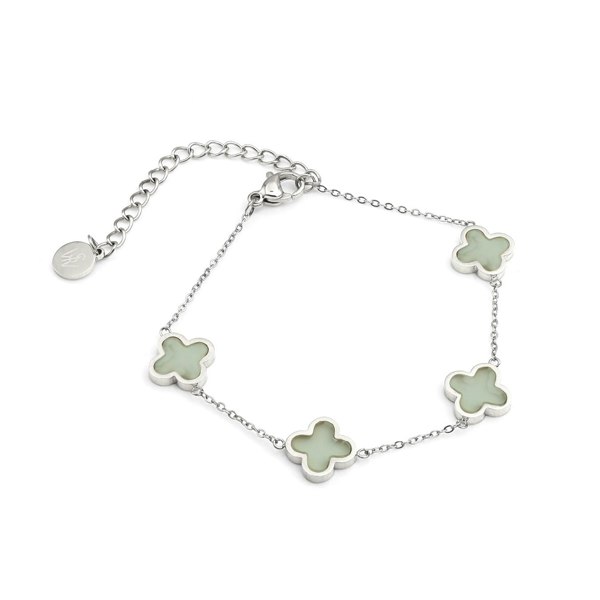 Say It With Jade Crystal Clover Bracelet - Silver