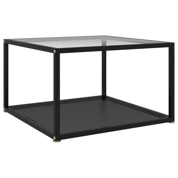 Berkfield Coffee Table Transparent and Black 60x60x35 cm Tempered Glass